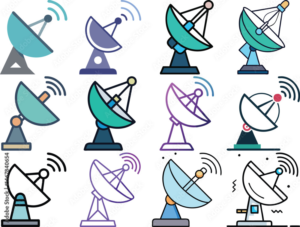Obraz premium Satellite dish icon vector illustration isolated on white background.
