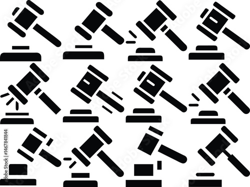Judge gavel icon silhouette vector illustration isolated on white background.