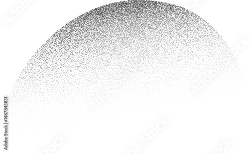 Abstract wavy shape with grainy dotted shadow. Stipple fluid blob with fluid sandy gradient. Grunge halftone liquid element
