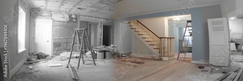 Home Renovation Progress Showcasing Transformed Living Space With Fresh Design and Tools Generative AI