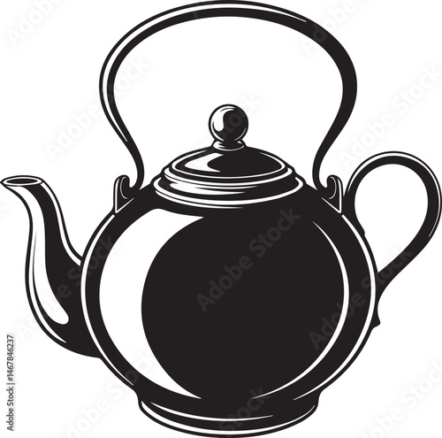 Teapot Silhouette Black Vector Art Illustration EPS Format