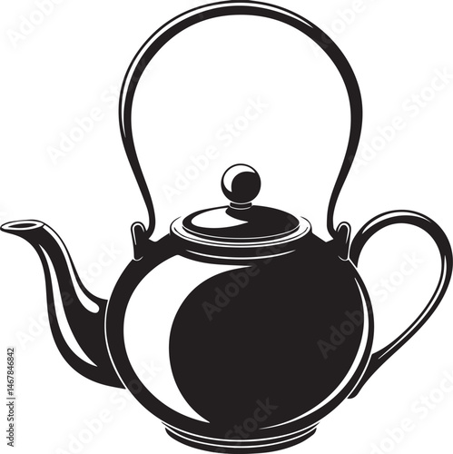 Teapot Silhouette Black Vector Art Illustration EPS Format