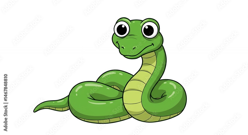 Cartoon green snake illustration Cartoon green snake illustration