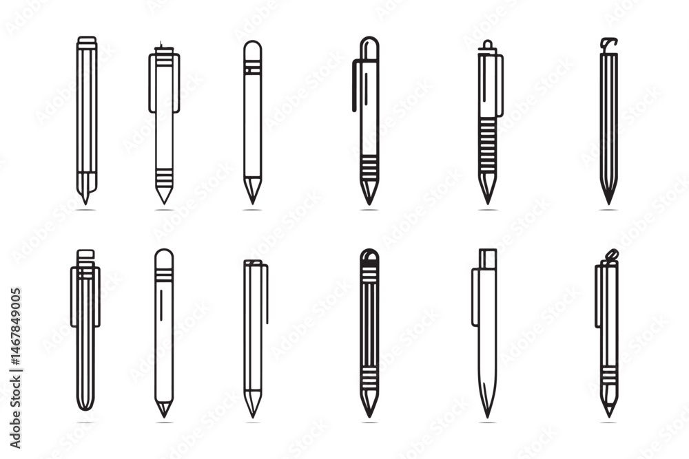 Ballpoint pen office tool outline Ballpoint pen office tool outline
