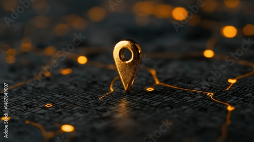 Wallpaper Mural Golden location pin on a map Torontodigital.ca