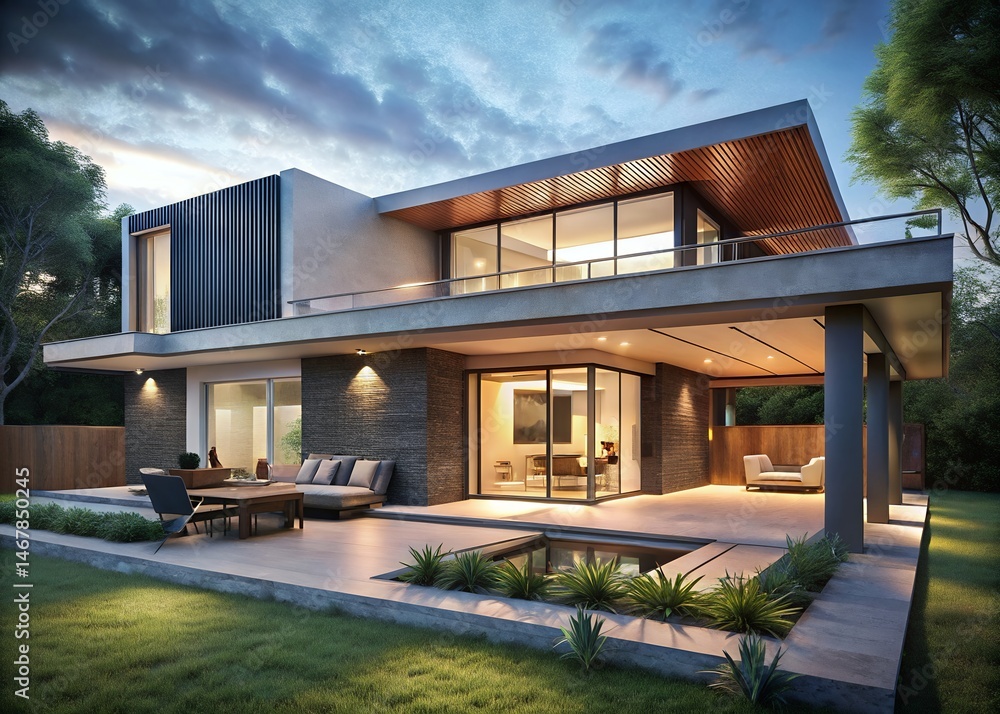 Stunning Modern Home Design with Spacious Patio and Pool Stunning Modern Home Design with Spacious Patio and Pool