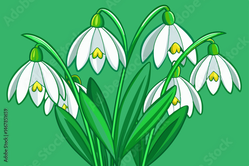 snowdrop flowers vector illustration