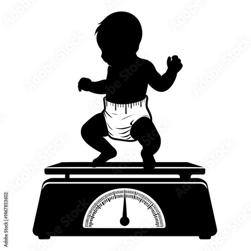 Baby standing on weighing scale