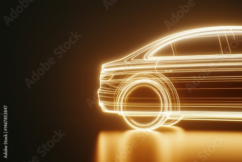 Abstract long exposure image of a car's reflection in a mirror, emphasizing artistic and modern design elements.