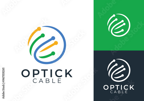 abstract globe cable connection technology logo design