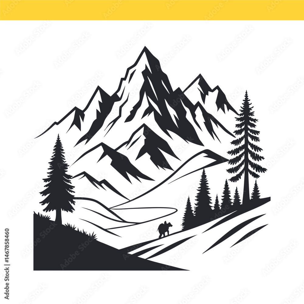 Fototapeta premium vector illustration of a mountain landscape