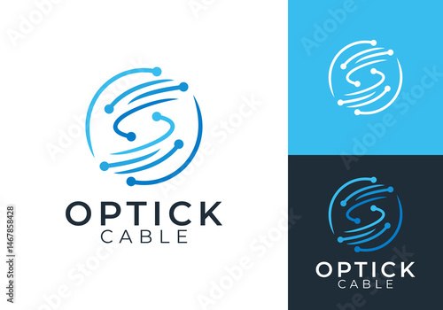 abstract letter S with tech cable connection logo design inspiration