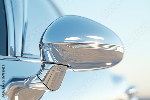 Luxury car detail in artistic angle showcasing chrome finish, high resolution image.
