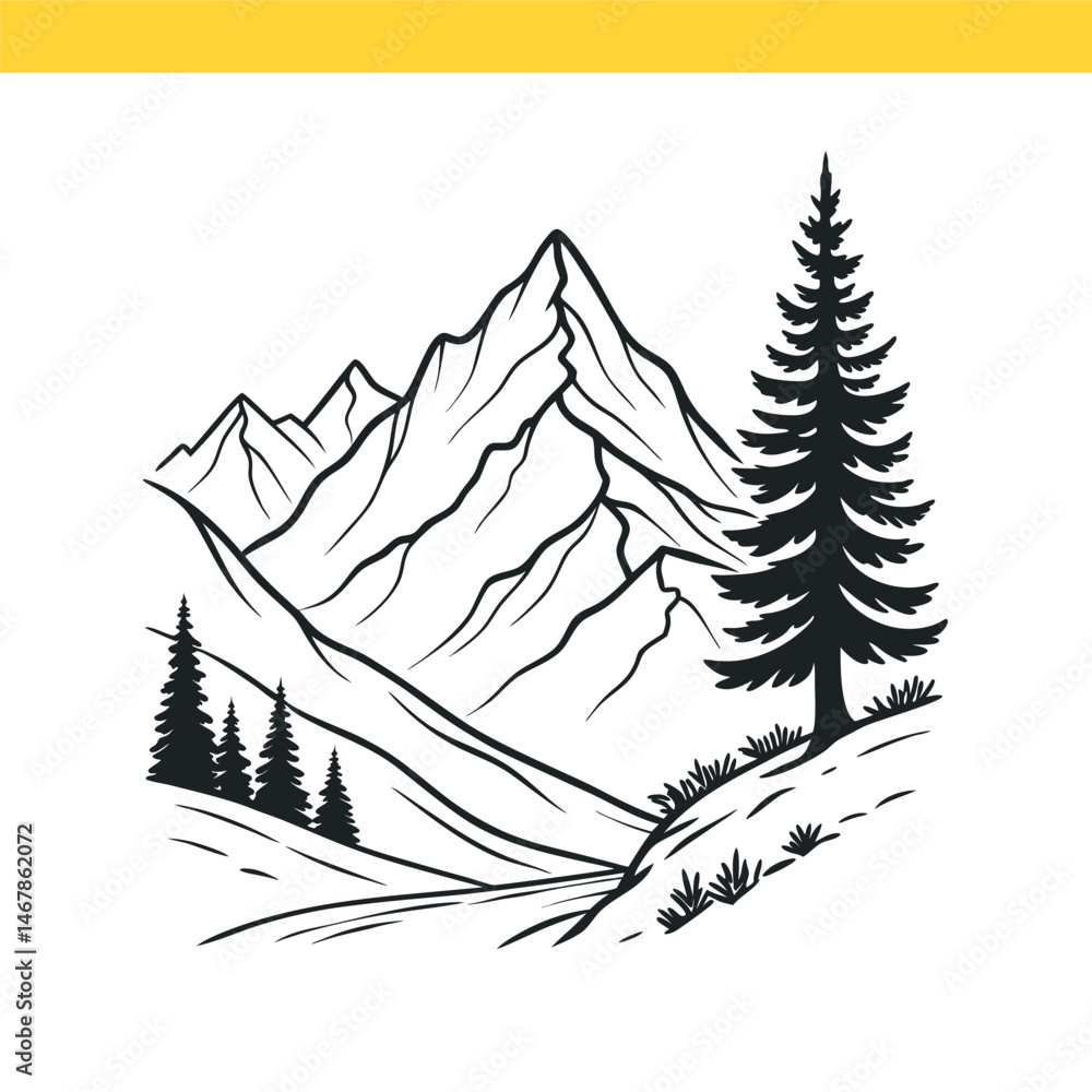 Fototapeta premium vector illustration of a mountain landscape