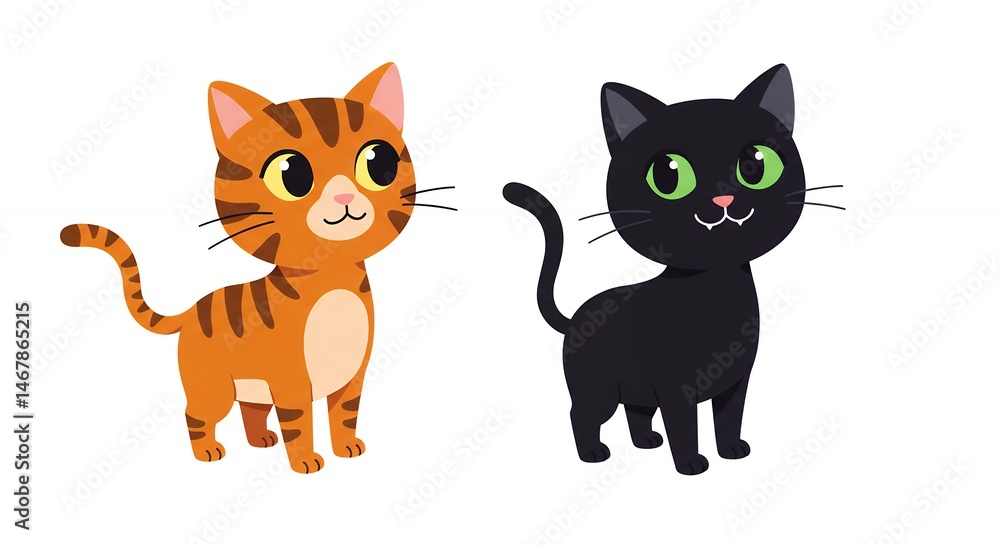 Obraz premium Two cute cartoon cats