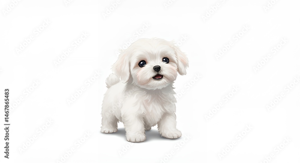 Obraz premium White maltese puppy figurine isolated on white background
