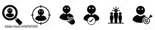 Human resource, headhunting, job hiring, and recruitment flat icon set. Containing people, person, employee, staff, worker, manpower, leadership, businessman, audience, candidate, manager. Vector illu