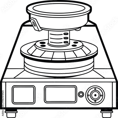 Outline Vector Illustration of a Laboratory Centrifuge on White Background