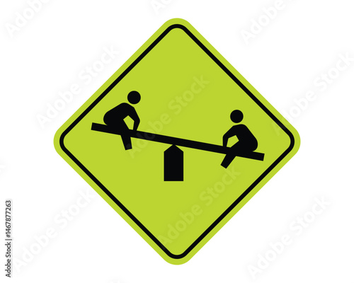 Playground Ahead – Official Road Sign for Child Safety – High-Quality Reflective Marking – Vectorial Stock Image