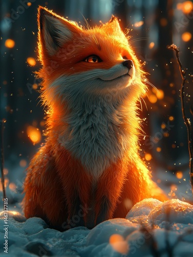 Fox in the snow. AI.