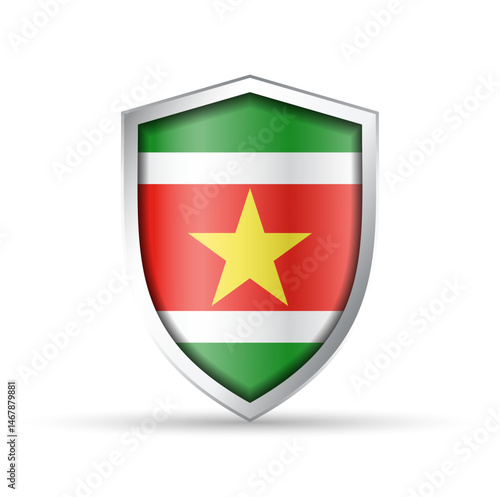 Free Download Suriname Flag Glossy Shield Icon - GFXLoad