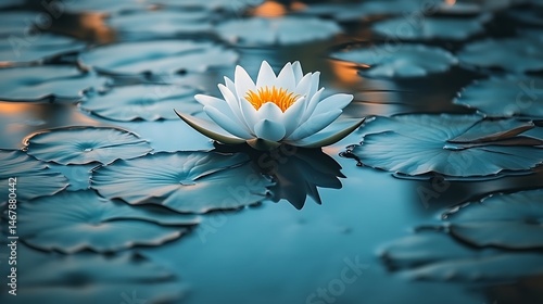 White lotus flower on water