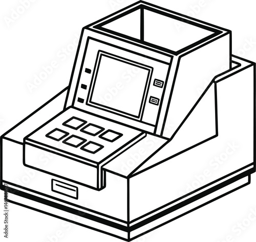 Outline Vector Illustration of a Spectrophotometer Machine on White Background