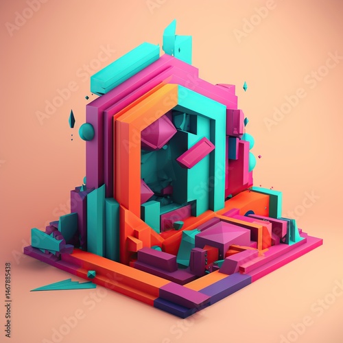 Abstract geometric shapes, vibrant colors