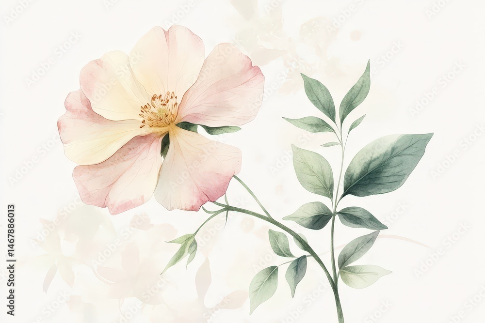 Fototapeta premium Delicate pastel floral illustration with soft tones.