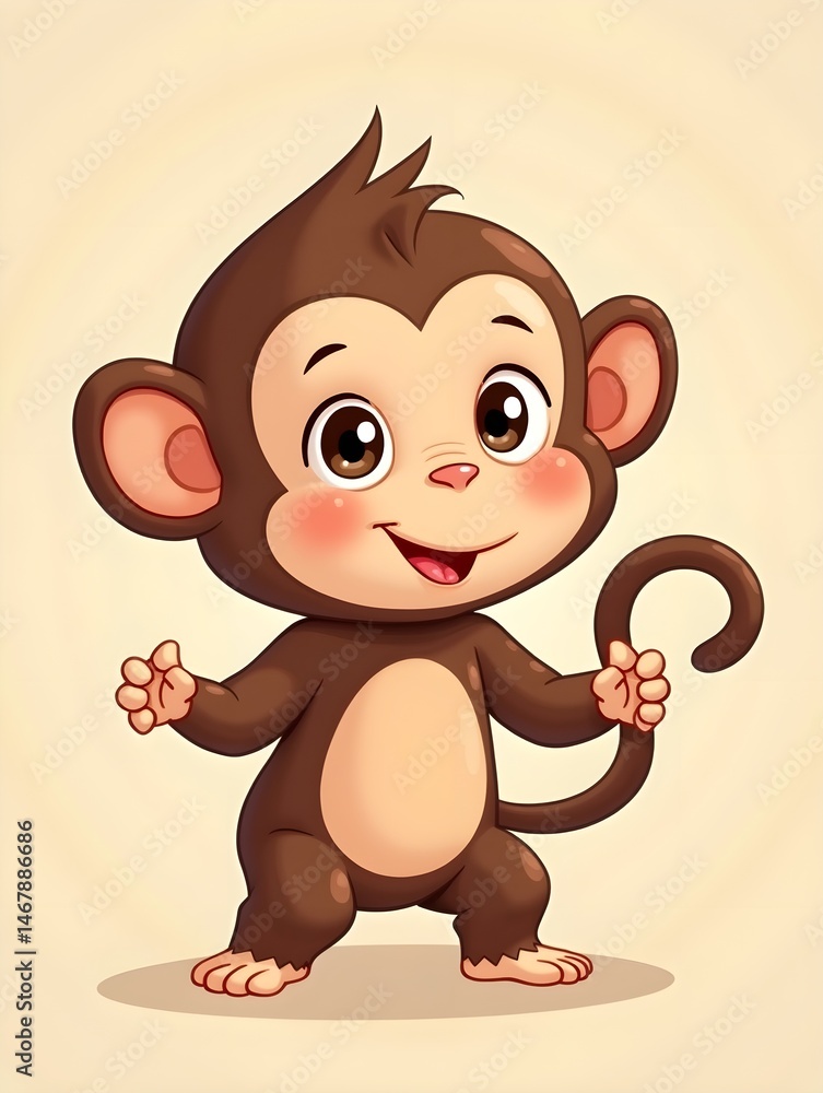 Fototapeta premium Monkey Cute Small Cartoon Baby