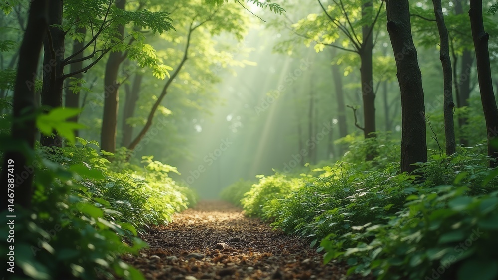 Fototapeta premium Forest Trail Sunshine Scene Map