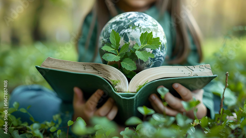 Sustainable education concept featuring knowledge about the environment and ecology, highlighting the importance of eco-friendly practices and green learning for a better future.