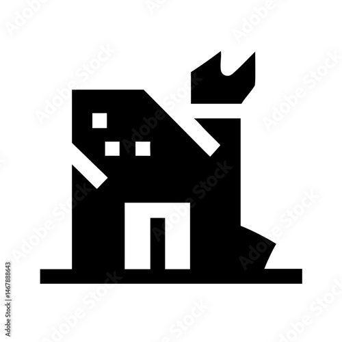 Icon of a damaged building to signify destruction or disrepair