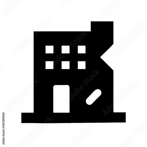 Icon of a damaged building to signify destruction or disrepair