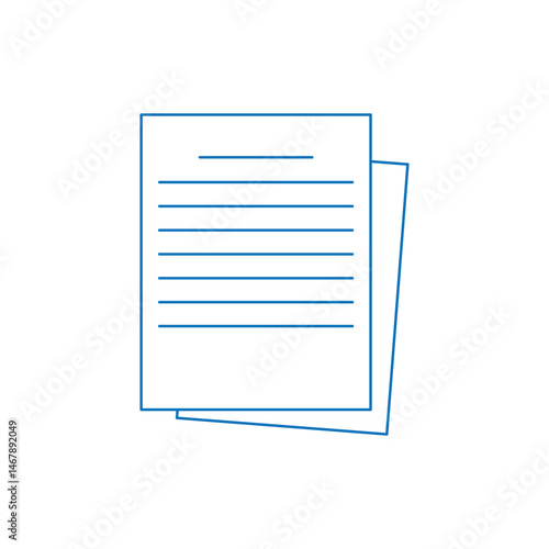 Paper documents icons. Linear File icons. Blank loose leaf notebook paper background. Note paper isolated on background, free space for writing messages. Vector illustration. Eps file 41.