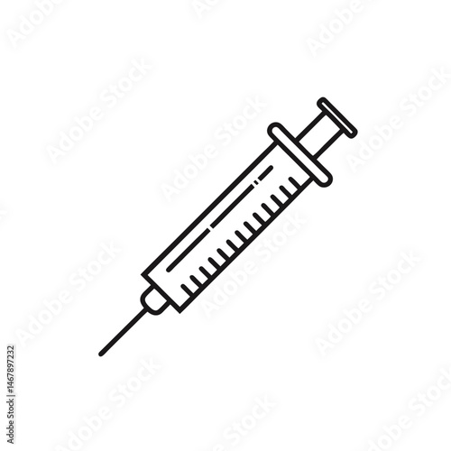 syringe outline icon isolated on white background