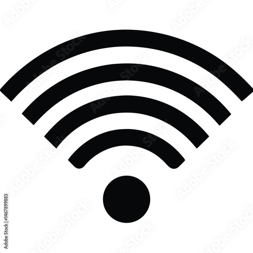 A stylized wireless network symbol shows black radiating arcs above a solid circle