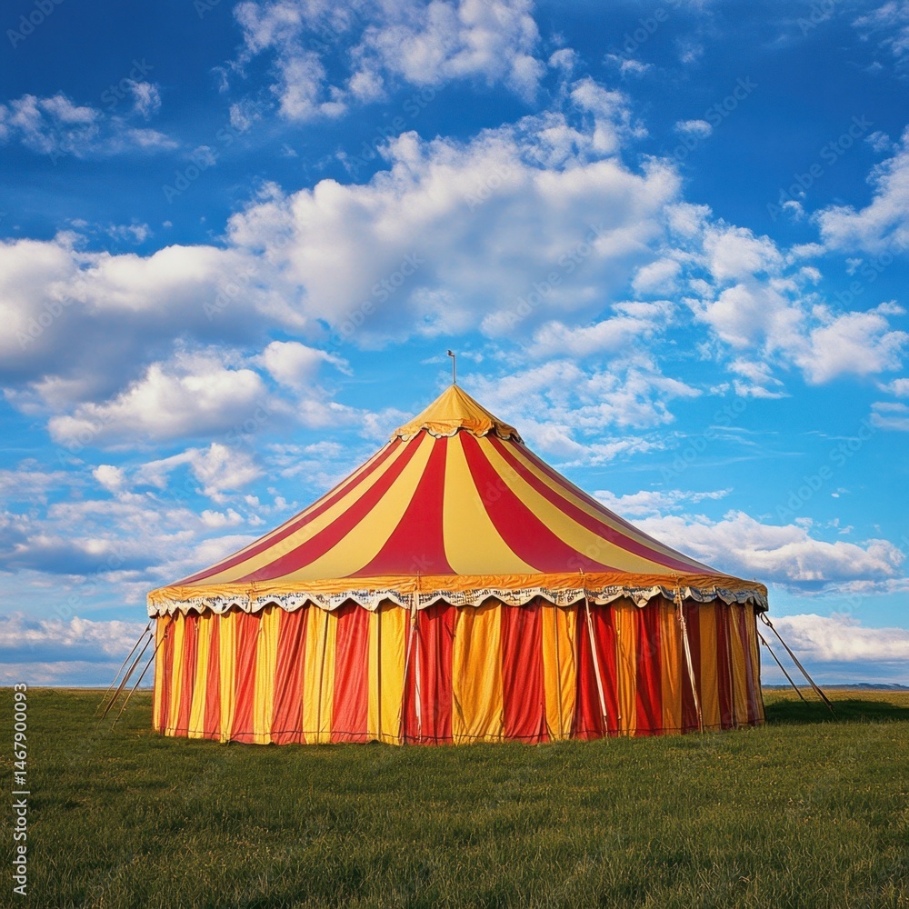 Circus Tent on a Field Under Blue Sky Circus Tent on a Field Under Blue Sky