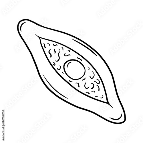 Traditional Adjarian and Georgian Khachapuri doodle vector sketch