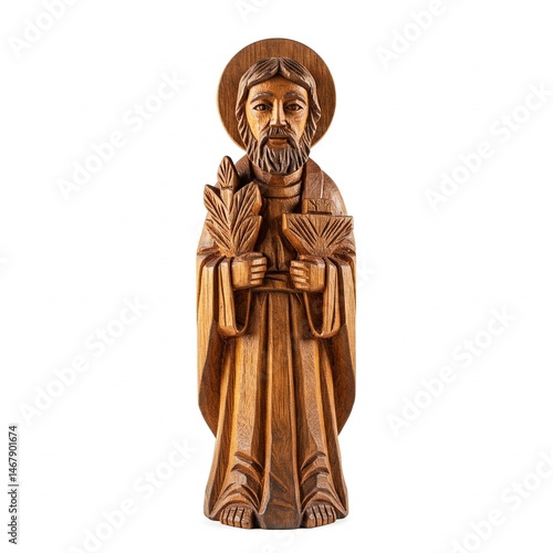 Carved Wooden Statue of Saint