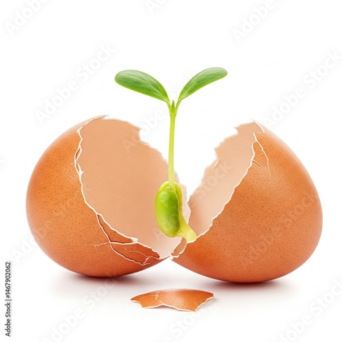 Sprout Growing from Cracked Eggshell