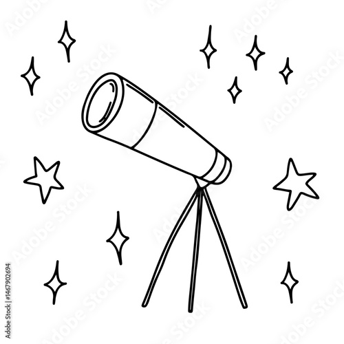 Telescope hand drawn doodle vector sketch