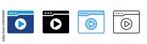 Video icon sheet multiple style collection