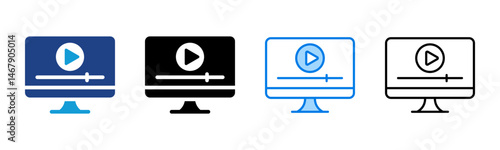 Online Video icon sheet multiple style collection