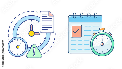 Time Management and Productivity Illustration Showing Deadlines and Efficient Scheduling Process