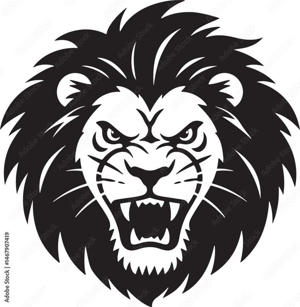Fototapeta premium Aggressive Lion Head Vector Illustration