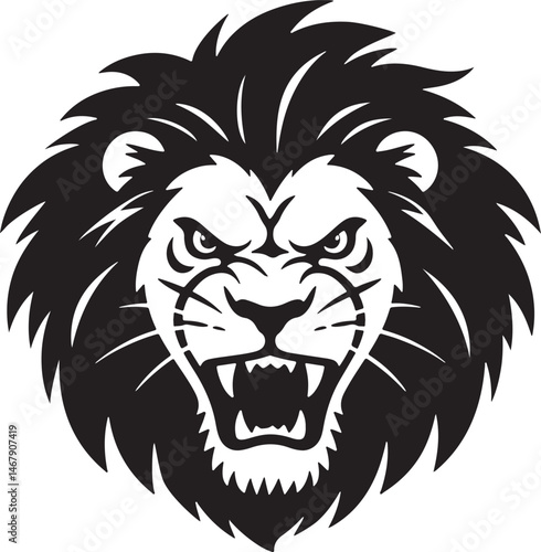 Aggressive Lion Head Vector Illustration