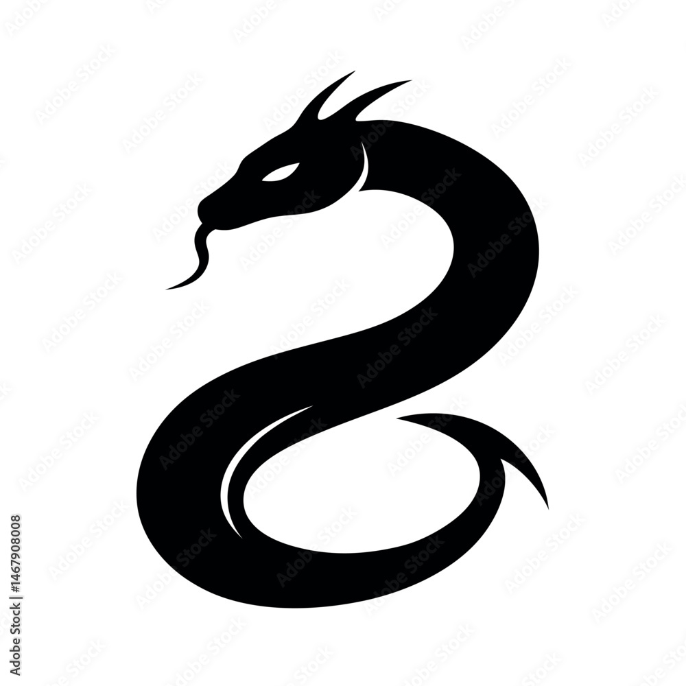 Fototapeta premium Snake Coil Tattoo Vector Silhouette Design Art