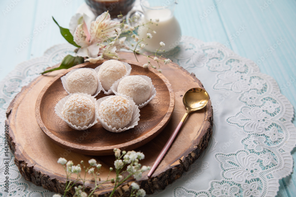 Fototapeta premium Brigadeiros chocolate truffles brazilian tradicional dessert sweet food