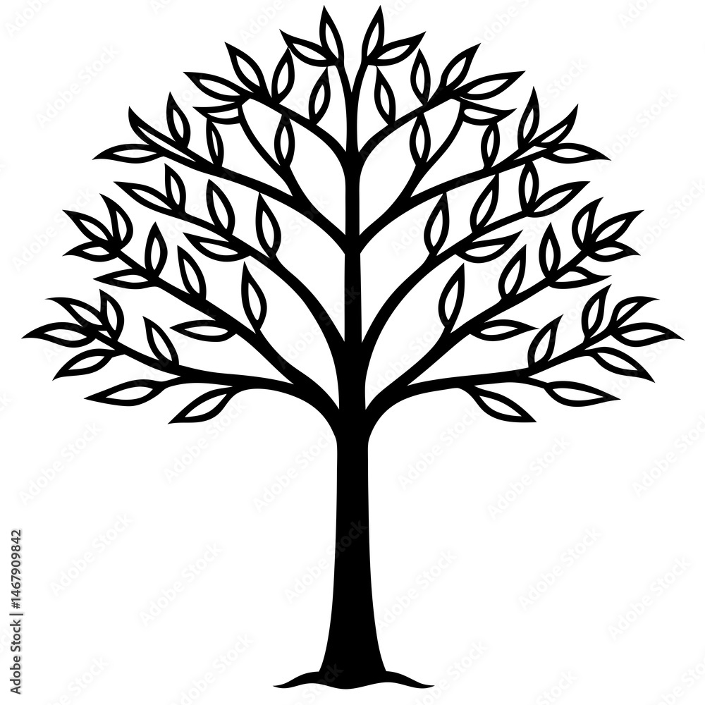 Tree illustration, artistic style, nature concept, black and white, copy space Tree illustration, artistic style, nature concept, black and white, copy space